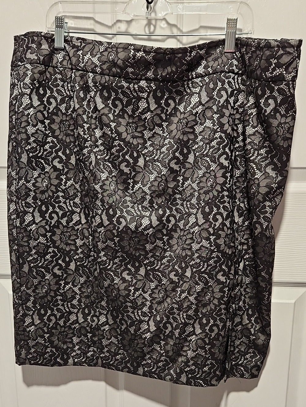Black Lace Pencil Skirt with Silver Shine